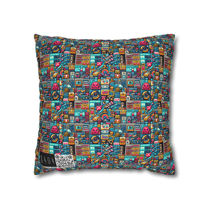 Digital Pop Culture Mashup Maximalist Pop Spun Polyester Square Pillowcase - 8404 Design-47