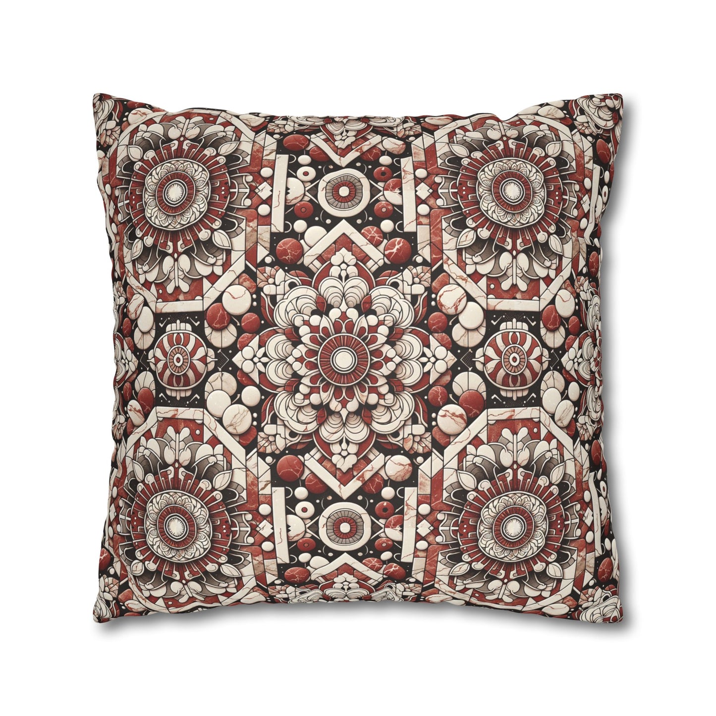 Neo Jomon Sculptural Aesthetics Artisanal Streetwear Faux Suede Square Pillowcase - 8404 Design-55