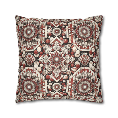 Neo Jomon Sculptural Aesthetics Artisanal Streetwear Faux Suede Square Pillowcase - 8404 Design-55
