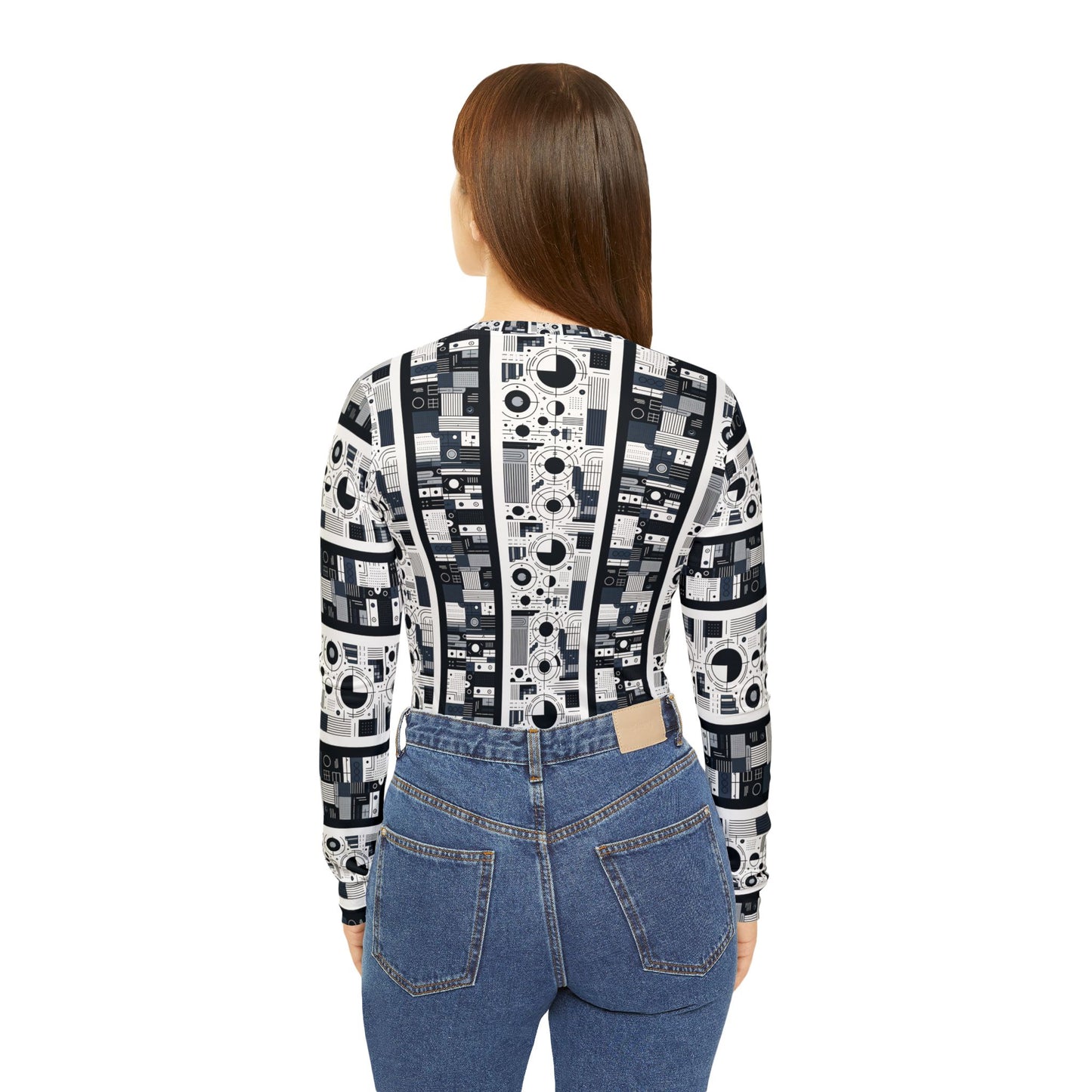Minimalist Athleisure Minimalist Tech Women's Long Sleeve V-Neck Shirt - 8404 Design-54