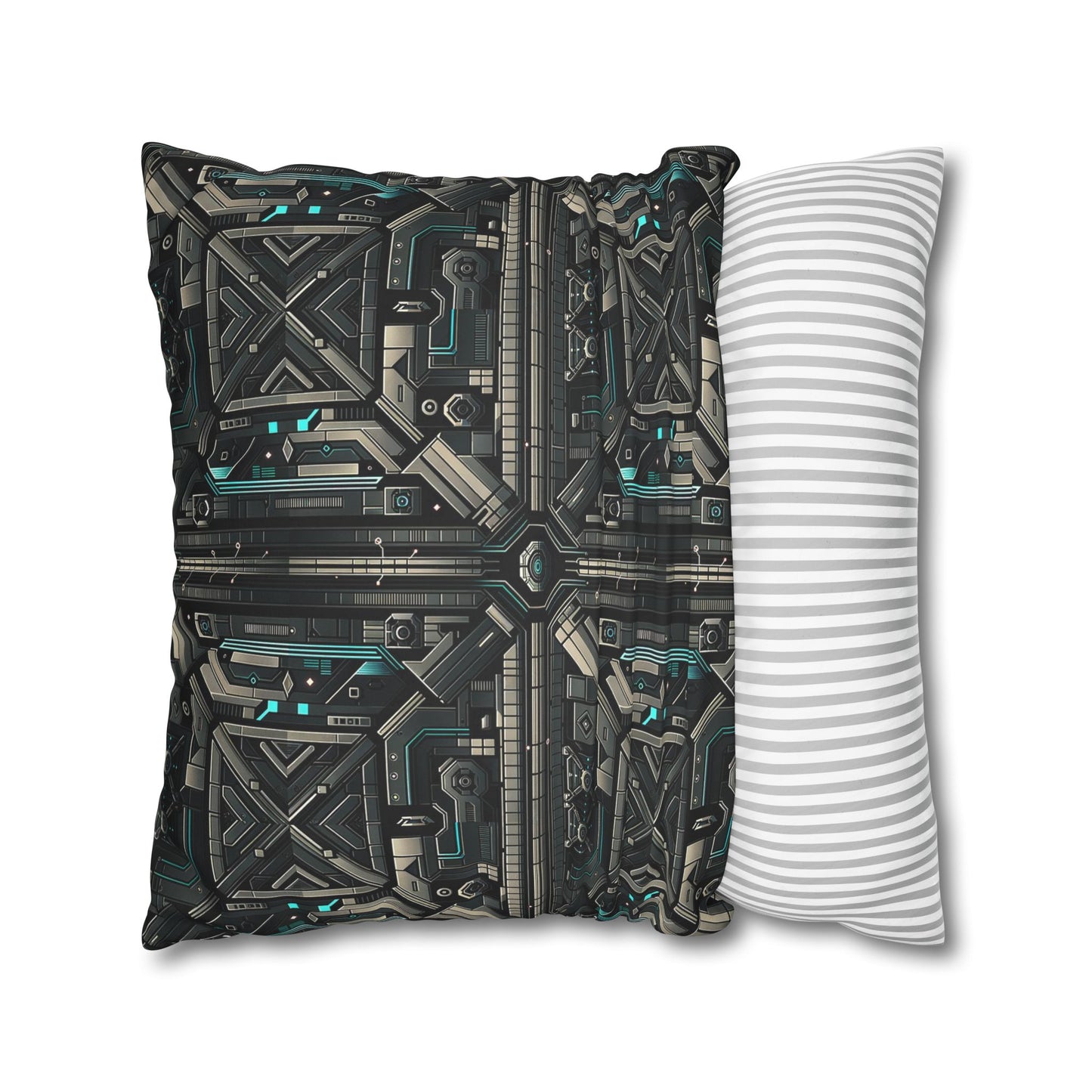 Tech Noir Futuristic Tech Aesthetic with a Dark Twist Faux Suede Square Pillowcase - 8404 Design-59