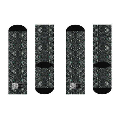 Tech Noir Tech-Forward Minimalism Cushioned Crew Socks - 8404 Design-52