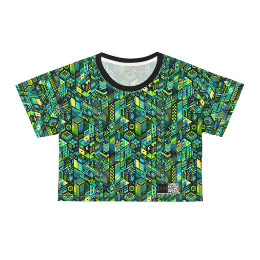 Tech-Infused Neon Tech-Forward Streetwear Crop Tee - 8404 Design-61