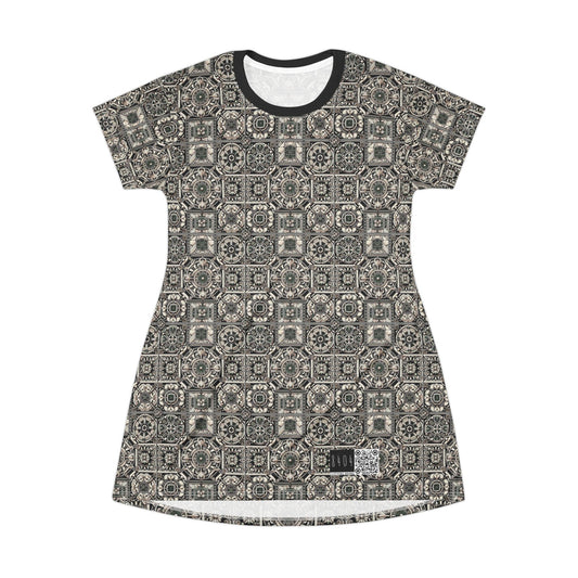 Cyber Garden Party Tech Garden Extravaganza T-Shirt Dress - 8404 Design-45