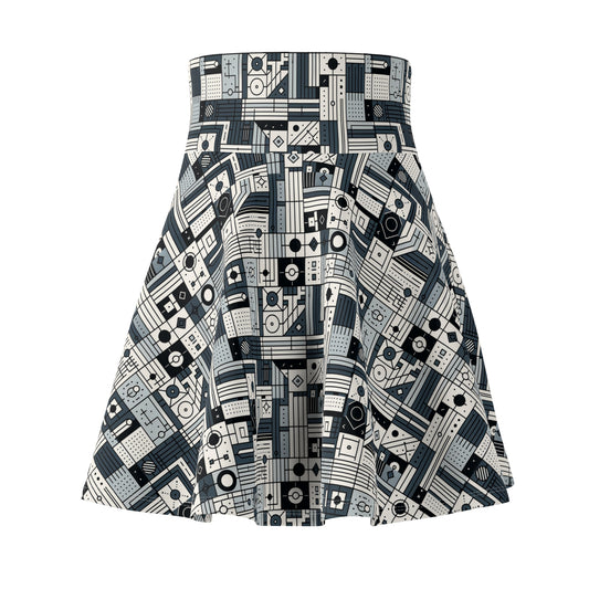 Digital Minimalism Minimalist Tech Women's Skater Skirt - 8404 Design-49