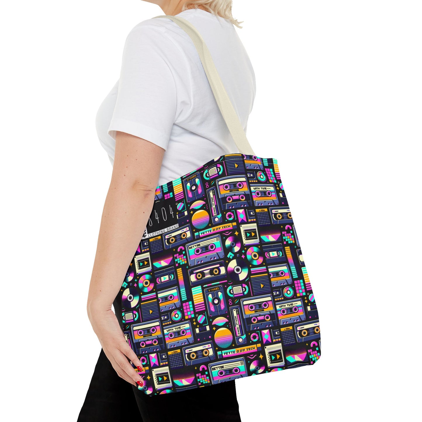 Digital Nostalgia Tech-Inspired Retro Fusion Tote Bag - 8404 Design-48