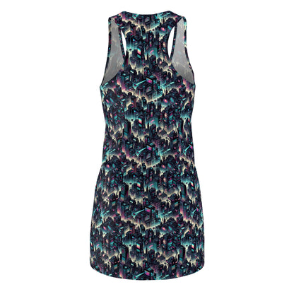 Digital Rebellion Tech-Inspired Streetwear Women's Cut & Sew Racerback Dress - 8404 Design-51