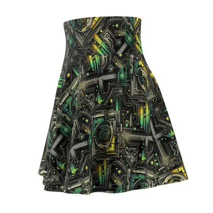 Tech Noir Graphics Tech-Inspired Streetwear Women's Skater Skirt - 8404 Design-57