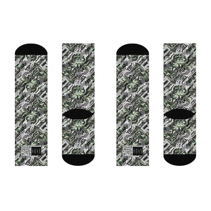 Tech Camo Fusion Tech-Forward Streetwear With a Futuristic Edge Cushioned Crew Socks - 8404 Design-46