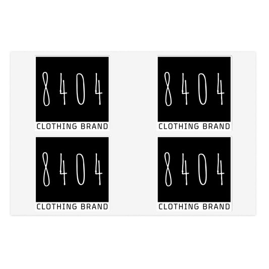 8404 Logo Sticker Sheets - Holographic, Transparent, or White - 6 In. X 4 In. or 11 In. X 8.5 In. - 1 Sheet of 4 Stickers