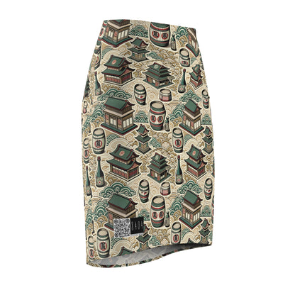 Cultural Artisanal Fusion Contemporary Cultural Elegance Women's Pencil Skirt - 8404 Design-68