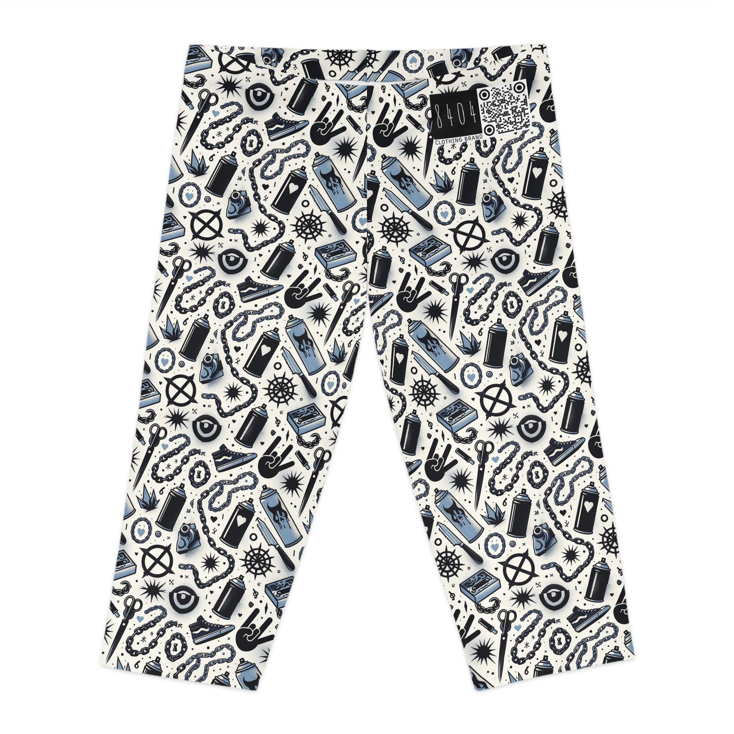 Cultural Rebellion Graphics Edgy and Rebellious With a Hint of Nostalgia Women's Capri Leggings - 8404 Design-57