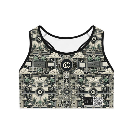 Cyber Garden Party Tech Garden Extravaganza Sports Bra - 8404 Design-54