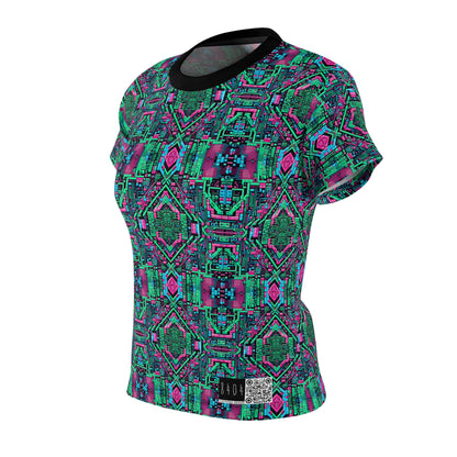 Digital Glitch Vibes Tech-Inspired Streetwear Women's Cut & Sew Tee - 8404 Design-71