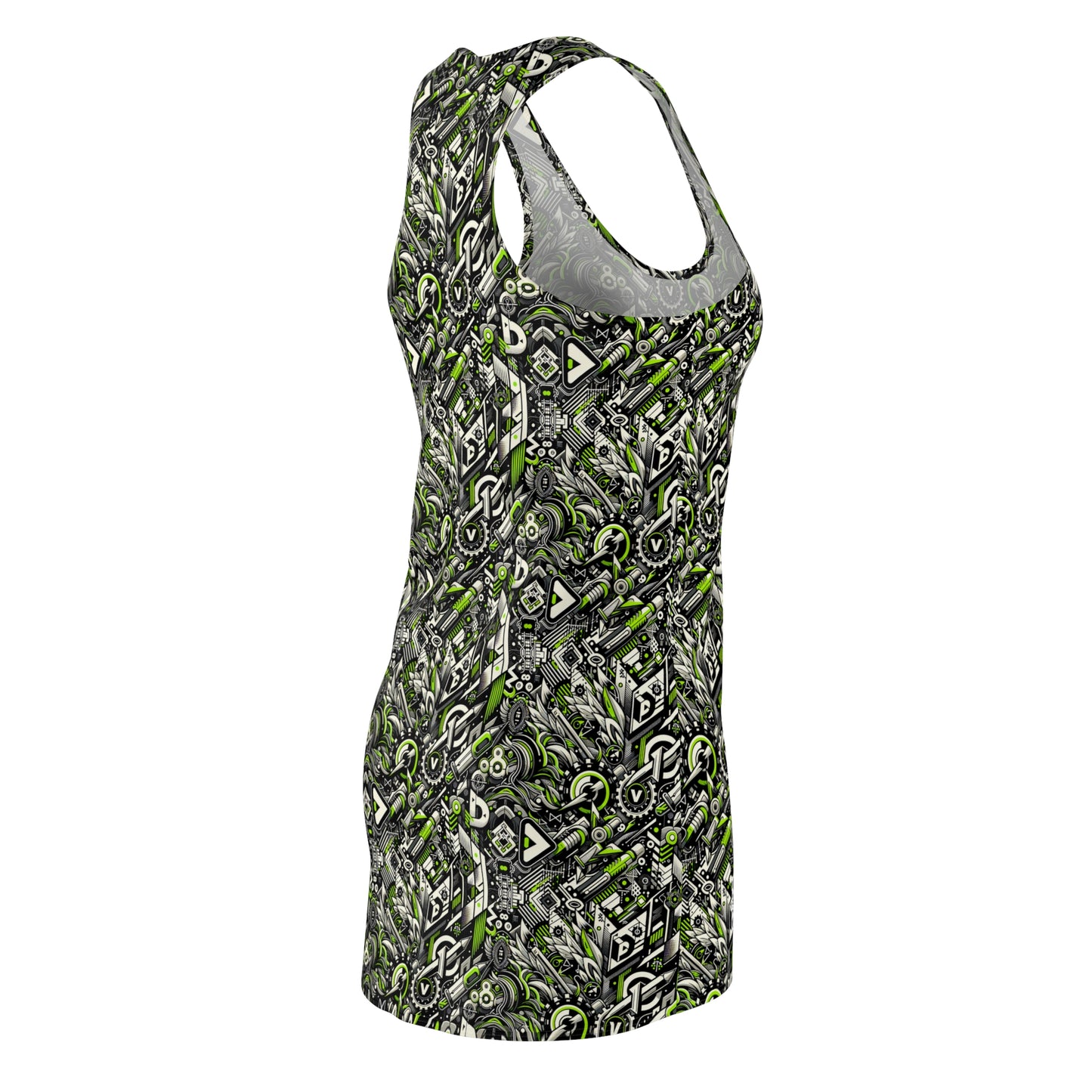 Graffiti Tech Fusion Bold Streetwear Fusion Women's Cut & Sew Racerback Dress - 8404 Design-59