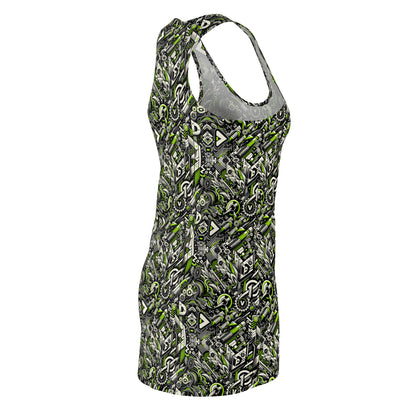 Graffiti Tech Fusion Bold Streetwear Fusion Women's Cut & Sew Racerback Dress - 8404 Design-59