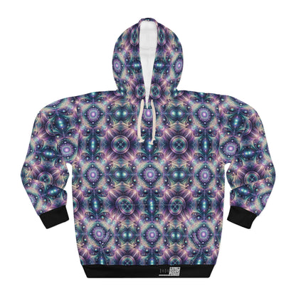 Iridescent Tech Fusion Tech-Forward Streetwear Pullover Hoodie - 8404 Design-61