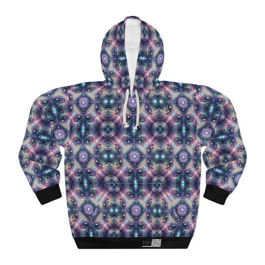 Iridescent Tech Fusion Tech-Forward Streetwear Pullover Hoodie - 8404 Design-61
