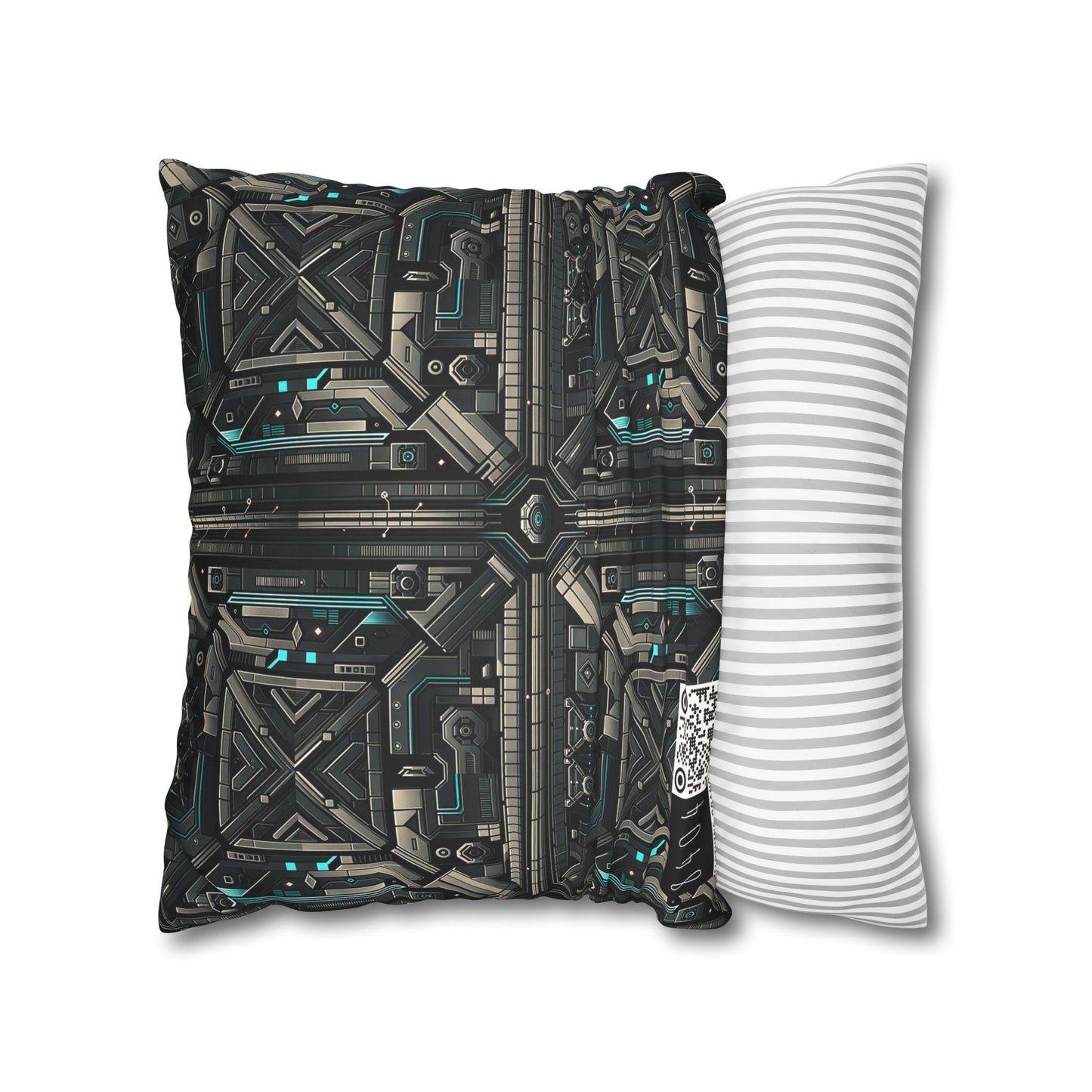 Tech Noir Futuristic Tech Aesthetic with a Dark Twist Faux Suede Square Pillowcase - 8404 Design-59
