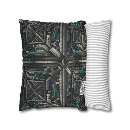 Tech Noir Futuristic Tech Aesthetic with a Dark Twist Faux Suede Square Pillowcase - 8404 Design-59