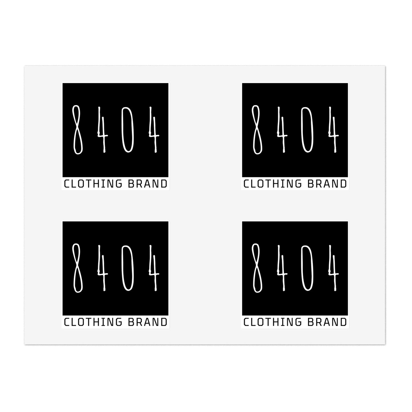 8404 Logo Sticker Sheets - Holographic, Transparent, or White - 6 in. x 4 in. or 11 in. x 8.5 in. - 1 Sheet of 4 Stickers