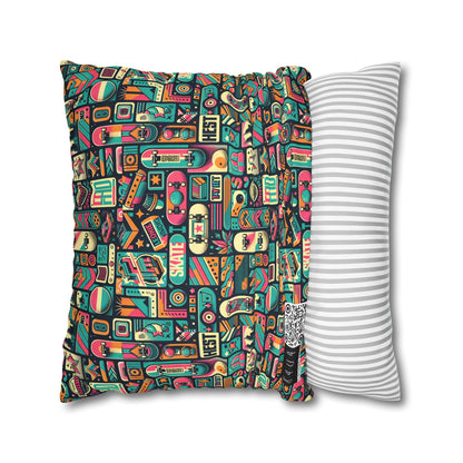 Skate Culture Revival Urban Retro Cool Spun Polyester Square Pillowcase - 8404 Design-61