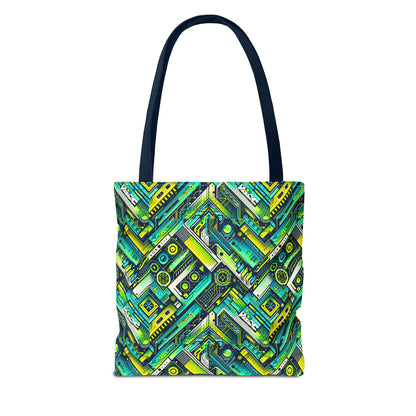 Tech-Infused Neon Tech-Forward Streetwear Tote Bag - 8404 Design-52