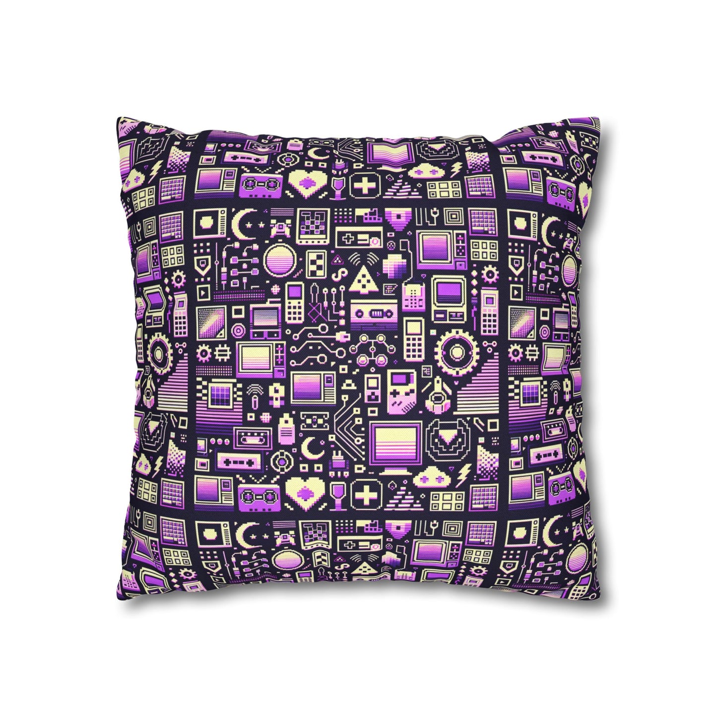 Digital Nostalgia Remix Modern Vintage Fusion Spun Polyester Square Pillowcase - 8404 Design-54