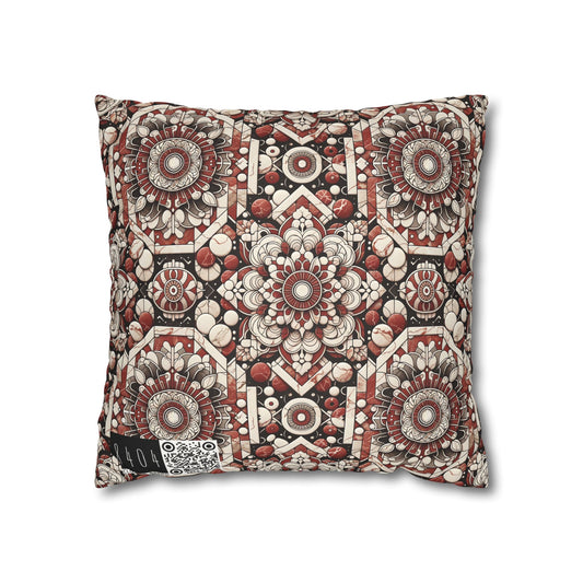 Neo Jomon Sculptural Aesthetics Artisanal Streetwear Faux Suede Square Pillowcase - 8404 Design-55