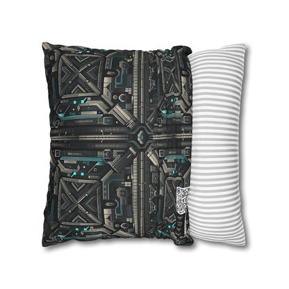 Tech Noir Futuristic Tech Aesthetic with a Dark Twist Spun Polyester Square Pillowcase - 8404 Design-59
