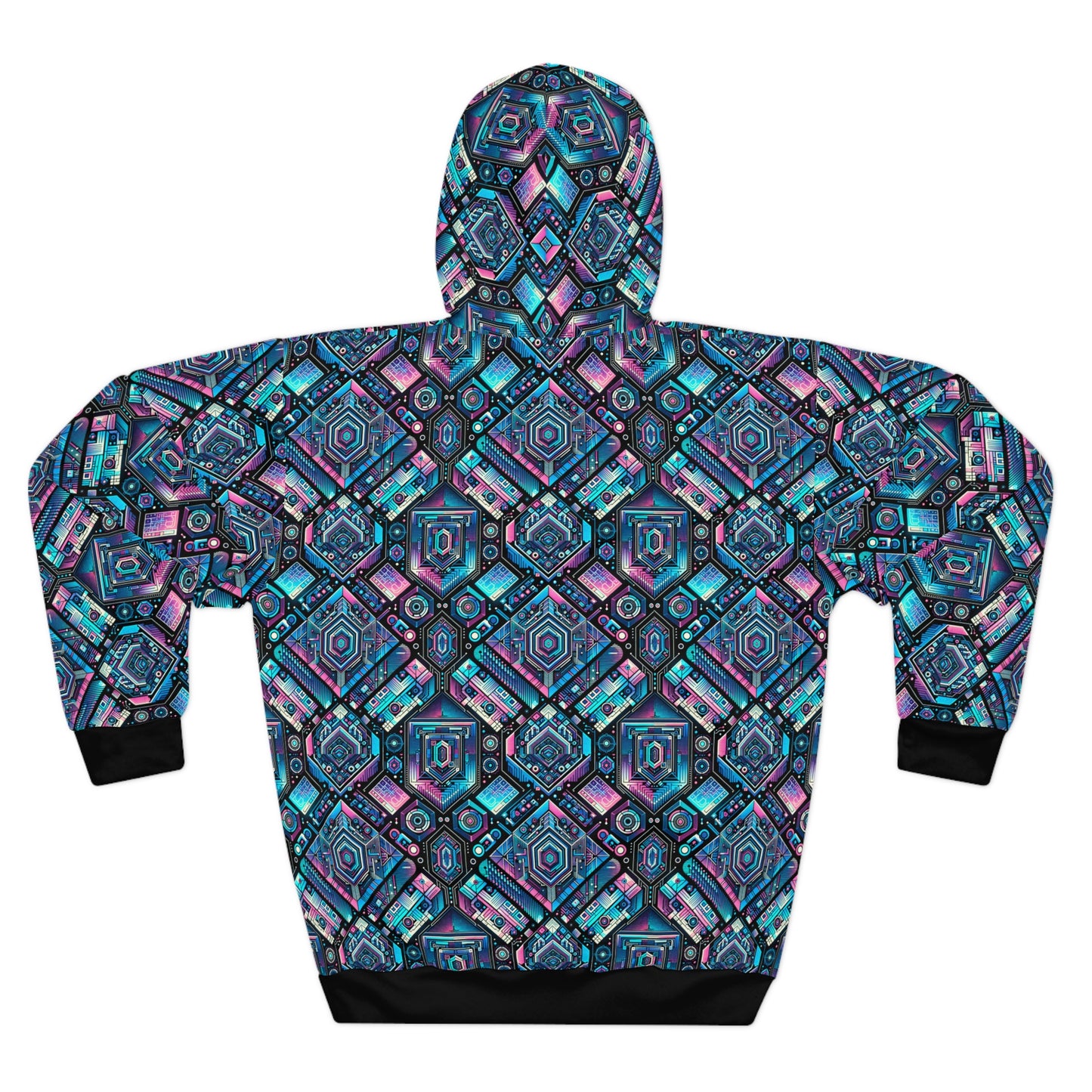 Digital Dreamland Futuristic Tech Aesthetic Pullover Hoodie - 8404 Design-46
