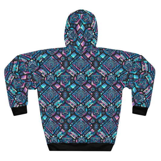 Digital Dreamland Futuristic Tech Aesthetic Pullover Hoodie - 8404 Design-46