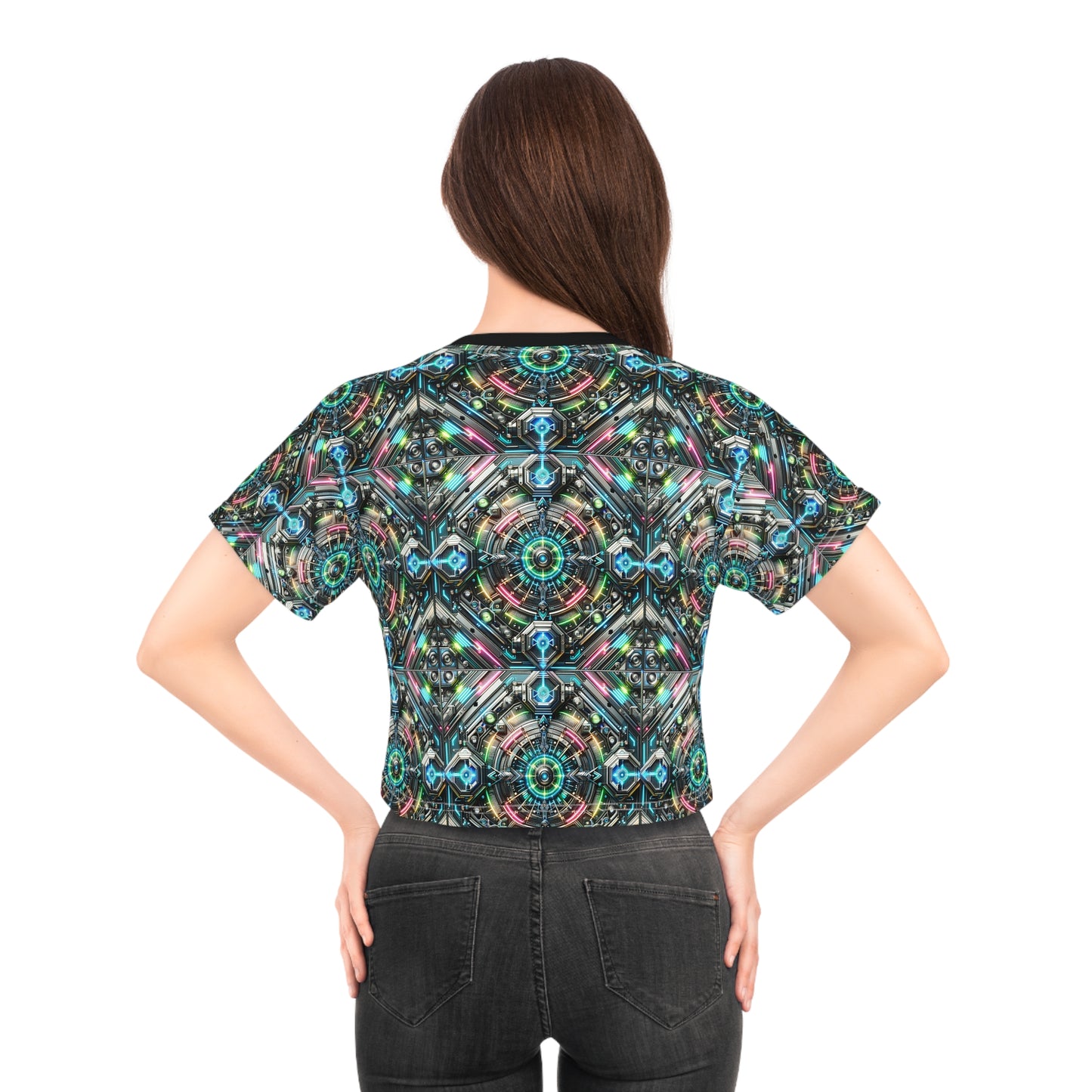 Tech-Infused Futurism Futuristic Tech Crop Tee - 8404 Design-53