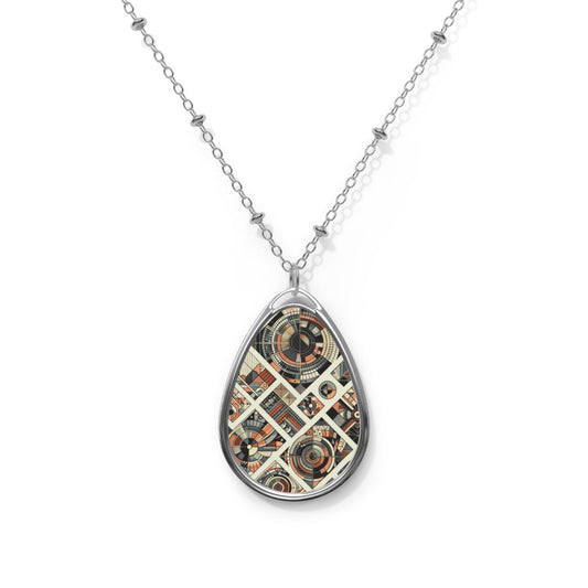 Tech Illusion Graphics Futuristic Artistry Oval Necklace - 8404 Design-50