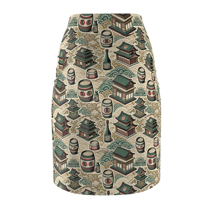 Cultural Artisanal Fusion Contemporary Cultural Elegance Women's Pencil Skirt - 8404 Design-68