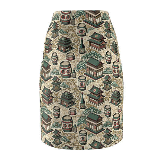 Cultural Artisanal Fusion Contemporary Cultural Elegance Women's Pencil Skirt - 8404 Design-68