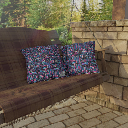 Digital Rebellion Youthful Streetwear with a Rebellious Digital Twist Outdoor Pillow - 8404 Design-65