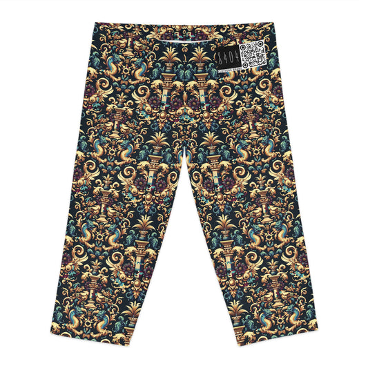 Digital Renaissance Modern Baroque Fusion Women's Capri Leggings - 8404 Design-57