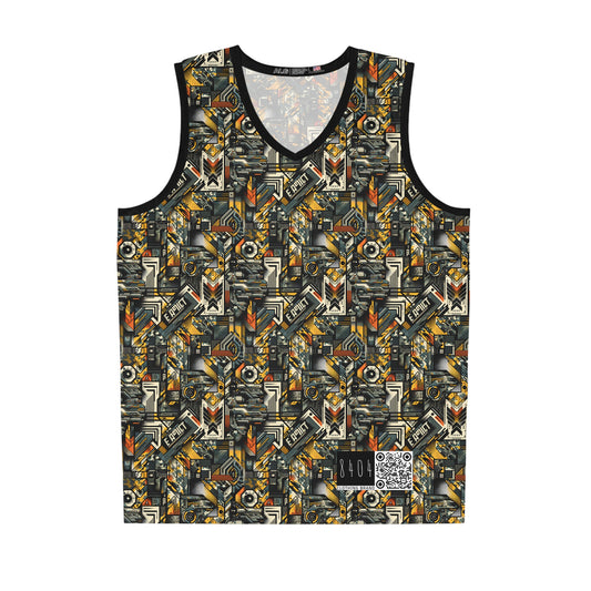 Digital Punk Futuristic Grunge Basketball Jersey - 8404 Design-49