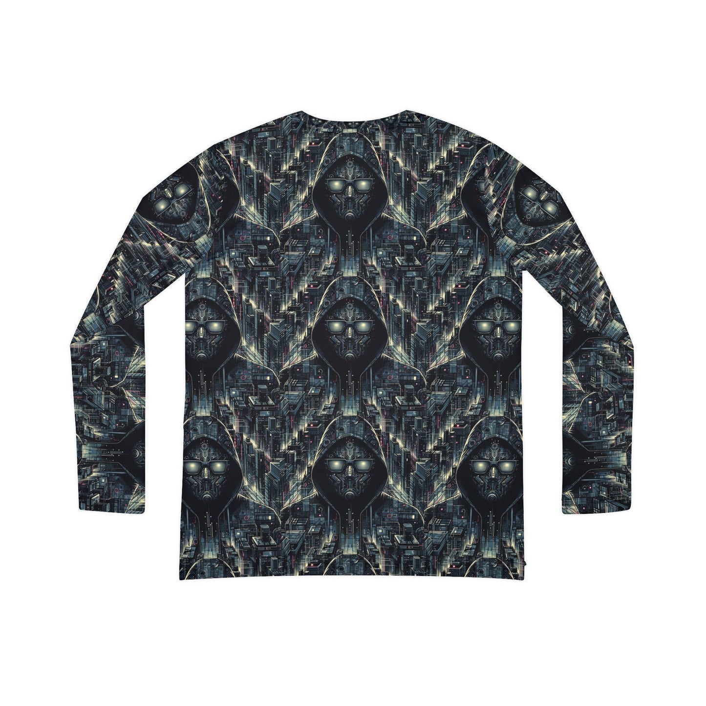 Tech Noir Aesthetics Sleek Tech Streetwear Women's Long Sleeve V-Neck Shirt - 8404 Design-56