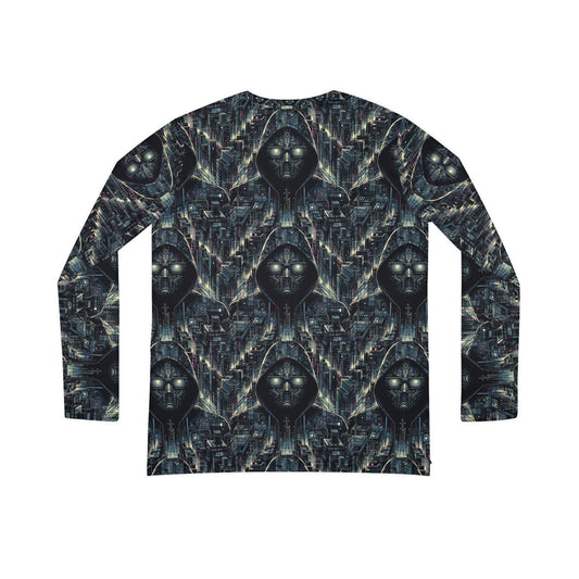 Tech Noir Aesthetics Sleek Tech Streetwear Women's Long Sleeve V-Neck Shirt - 8404 Design-56