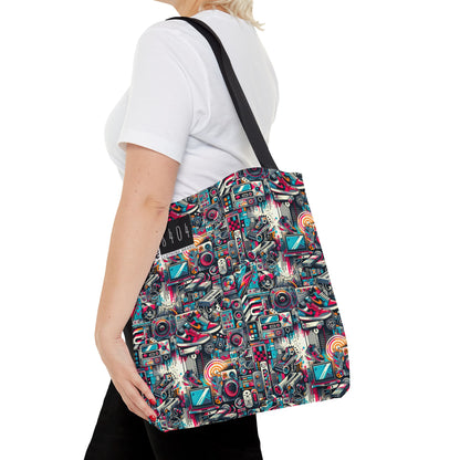 Urban Graffiti Fusion Eclectic Street Art Meets Modern Tech Culture Tote Bag - 8404 Design-50