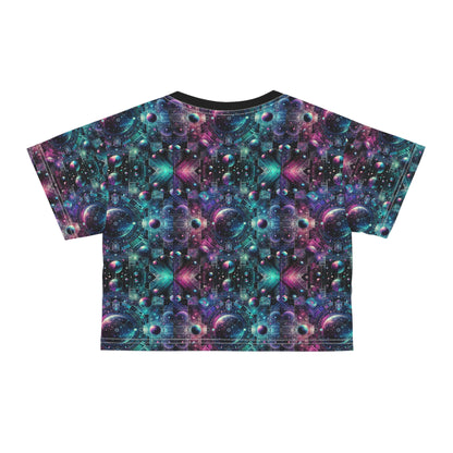 Galactic Hues Tech-Forward Cosmic Fusion Crop Tee - 8404 Design-59
