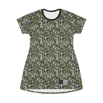 Graffiti Tech Fusion Bold Streetwear Fusion T-Shirt Dress - 8404 Design-59