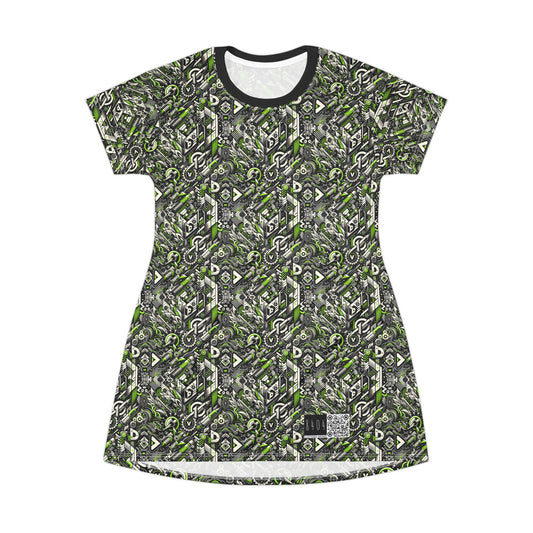 Graffiti Tech Fusion Bold Streetwear Fusion T-Shirt Dress - 8404 Design-59
