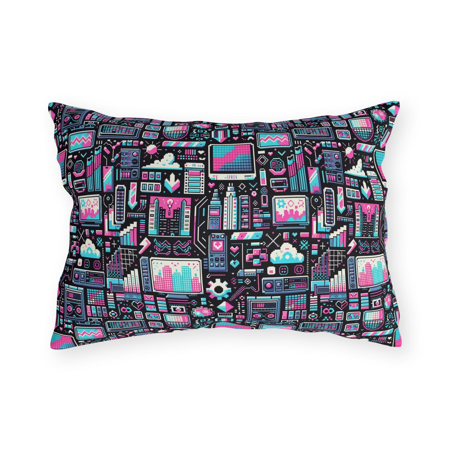 Digital Rebellion Youthful Streetwear with a Rebellious Digital Twist Outdoor Pillow - 8404 Design-71