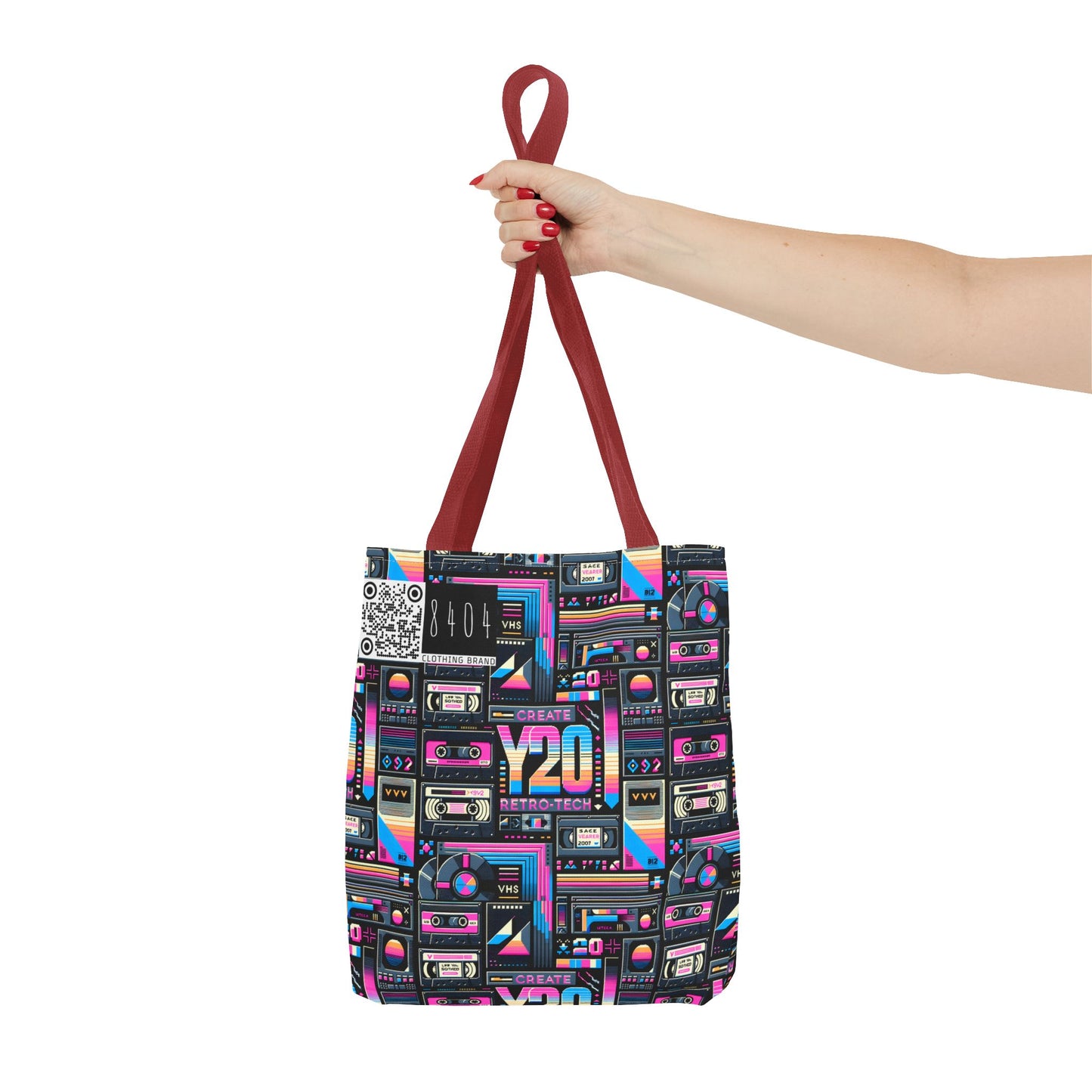Digital Nostalgia Tech-Inspired Retro Fusion Tote Bag - 8404 Design-65