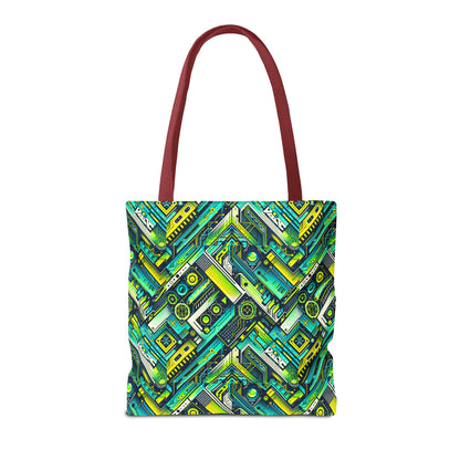 Tech-Infused Neon Tech-Forward Streetwear Tote Bag - 8404 Design-52