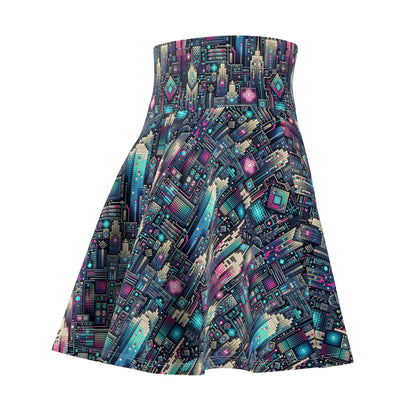 Digital Renaissance Tech-Forward Maximalism Women's Skater Skirt - 8404 Design-56