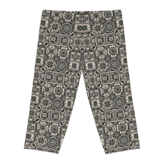 Cyber Garden Party Tech Garden Extravaganza Women's Capri Leggings - 8404 Design-45